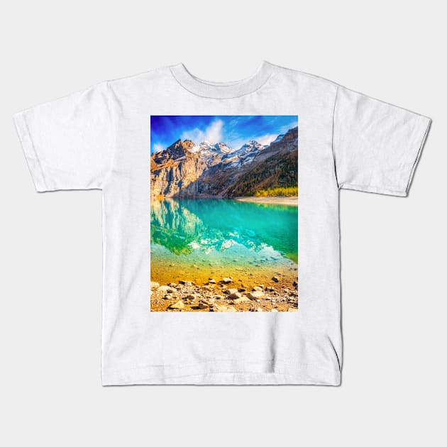 MOUNTAIN PARADISE Kids T-Shirt by Simon Schuhmacher Photography